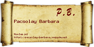 Pacsolay Barbara névjegykártya